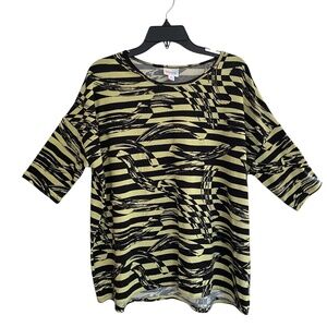 LuLaRoe Medium IRMA Tunic Yellow Black Tunic Blouse Oversized